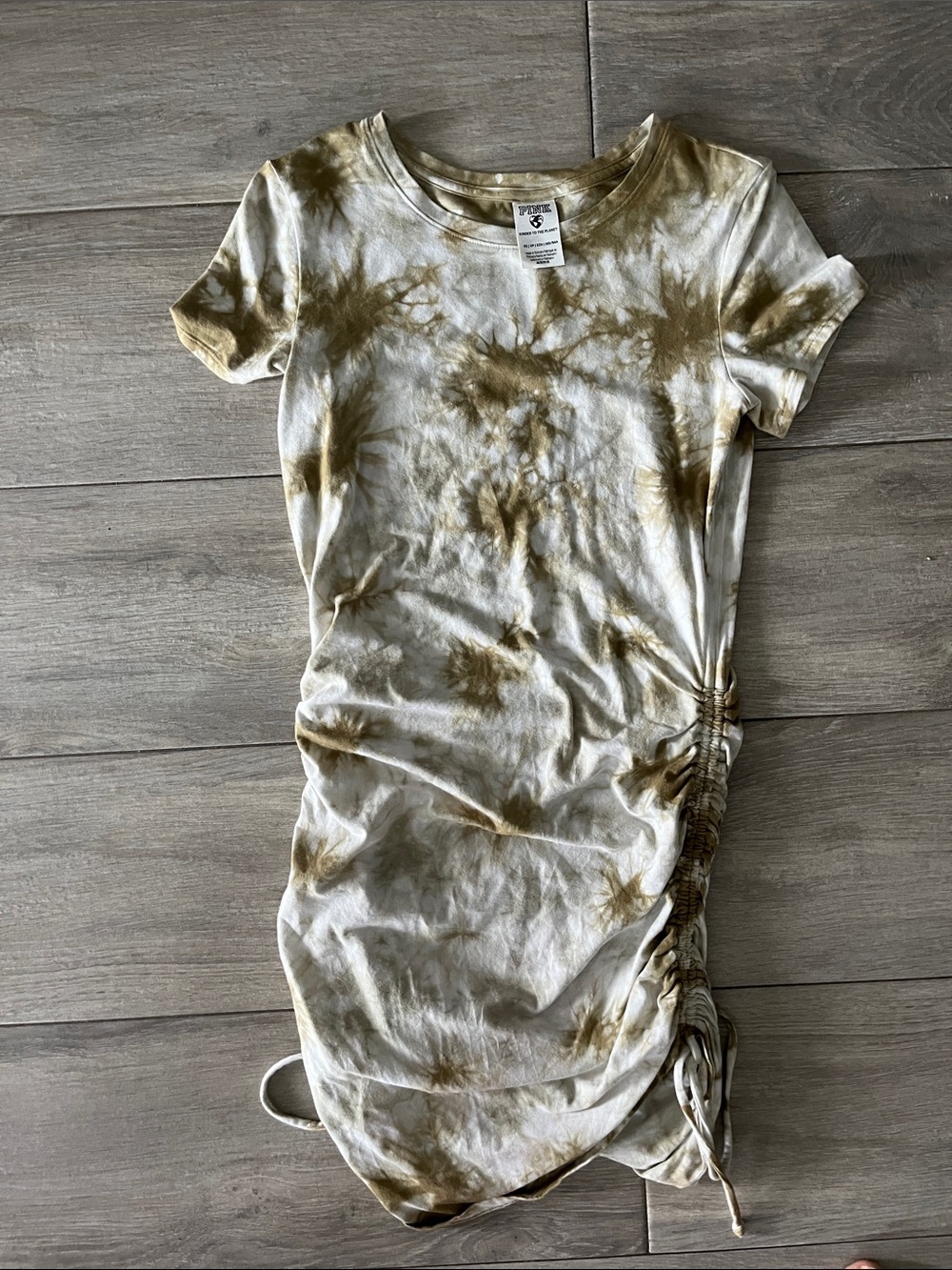PINK Victoria's Secret Olive Tie-Dye Ruched Side Mini Dress